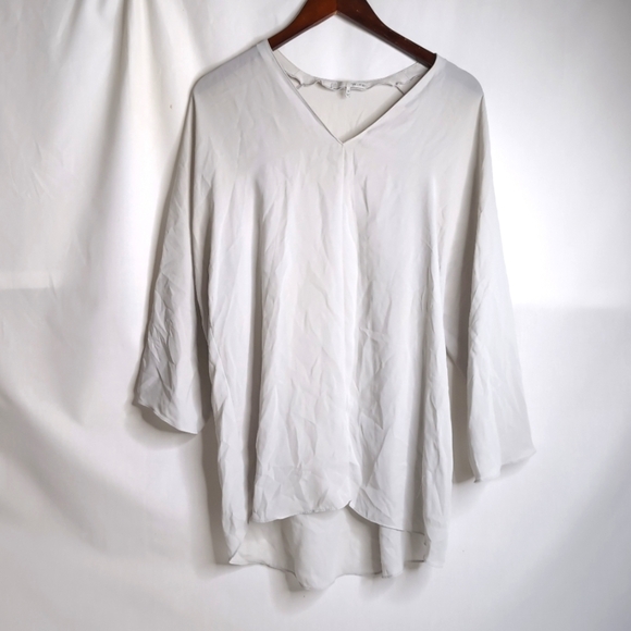 Oak and Fort 3/4 Sleeve Sheer V Neck Flowy Tunic, Size M - Picture 1 of 5
